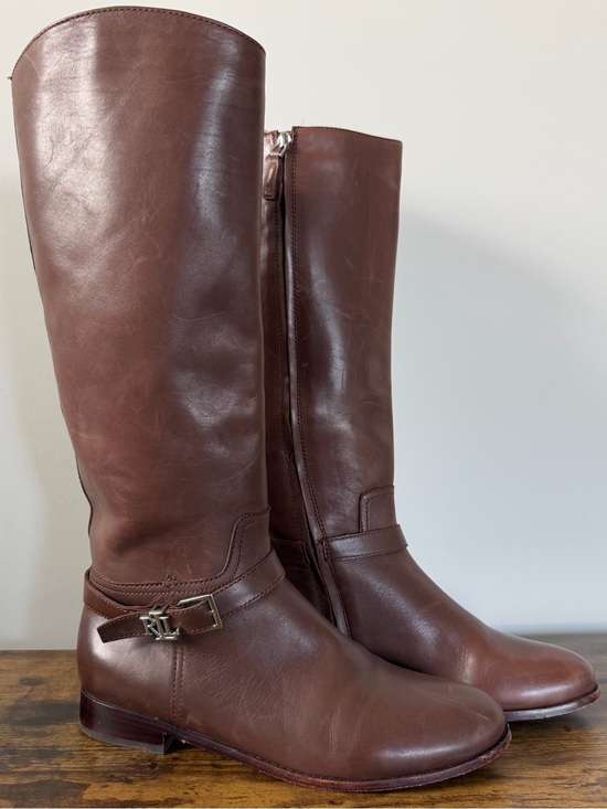 Lauren Ralph Lauren Shoes - Lauren Ralph Lauren Brooke II Leather Riding Boots Dark Brown Sz 9